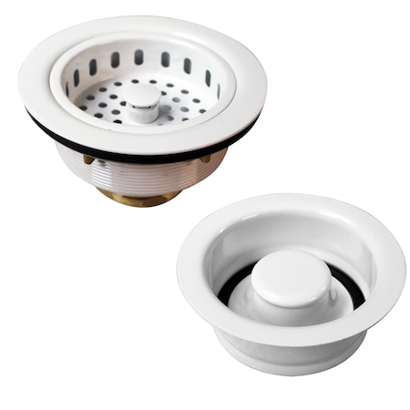 Westbrass Post Style Large Kitchen Basket Strainer W/ InSinkErator Style Disposal Flange & Stopper in Powderco D2165-50